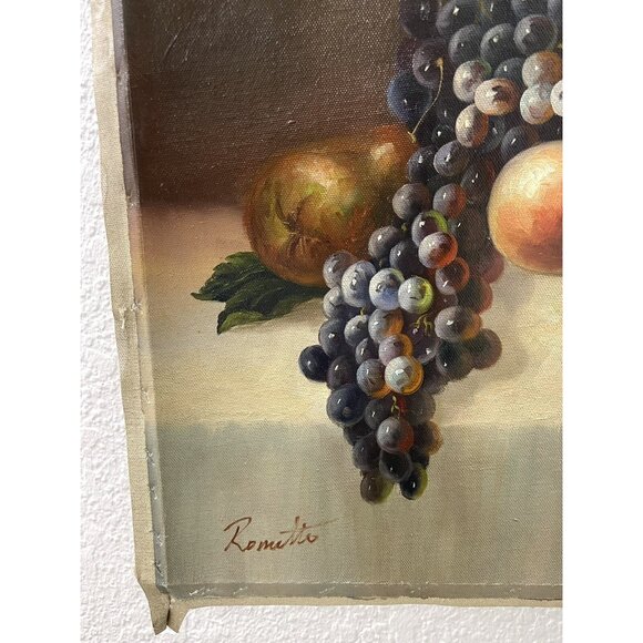 25"x21" OOAK Original Oil Painting on Canvas Still Life Fruit PEACHES by Rometto - Picture 5 of 5